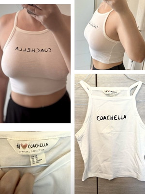 Coachella x H&M Limited White Cotton Tank Crop Top New