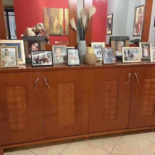 Solid cherry dining set with 6 chairs and buffet