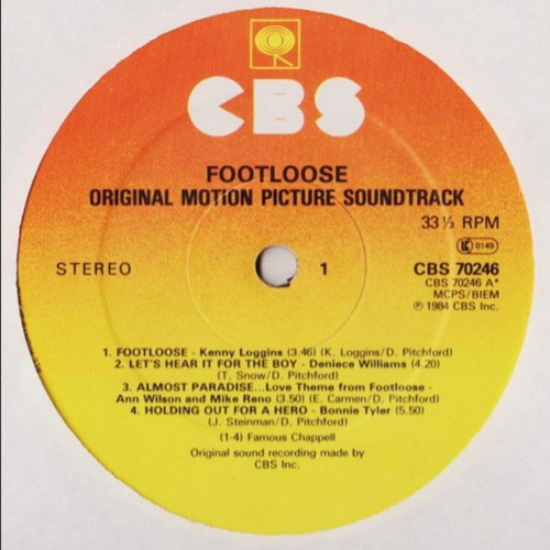 Footloose Original Soundtrack Vinyl LP, 1984 UK CBS 70246
