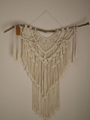Macrame wall hanging new made of cotton cord and wood