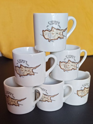Vintage φλυτζάνια ελληνικού/espresso με την Κύπρο, καινούργια