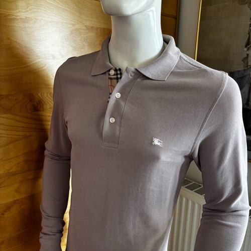 Burberry men's pique polo shirt new, size S, mauve