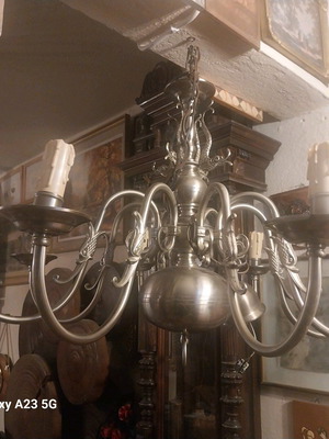 Bronze octagonal chandelier type Ollandeza silver-plated like new