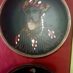 Σετ 6 ορειχάλκινα ινδικά πιατάκια τοίχου με Μογγόλους αυτοκράτορες, βίντατζ