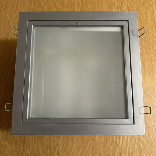 Recessed square LED ceiling light 20×20cm, grey metallic