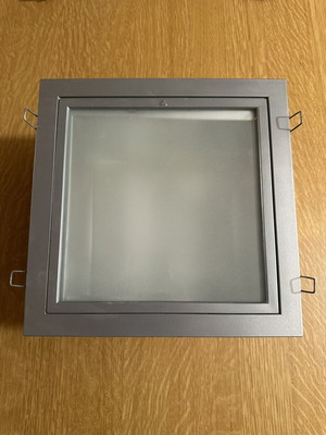 Recessed square LED ceiling light 20×20cm, grey metallic