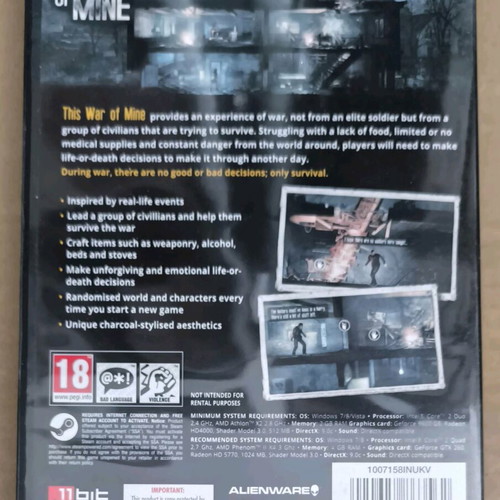This War Of Mine PC DVD-ROM like new