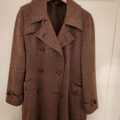 Zara coat like new, brown/white herringbone, size L