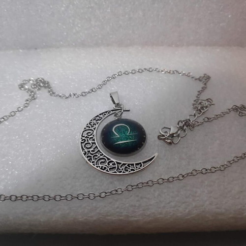 Libra Zodiac Pendant Necklace like new, stainless steel