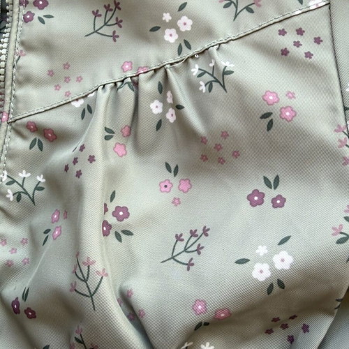 Cool Club kids jacket like new, floral khaki with pink fleece lining size 98