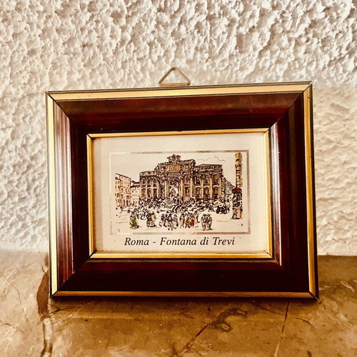 Vintage postcard frame Fontana di Trevi Rome like new