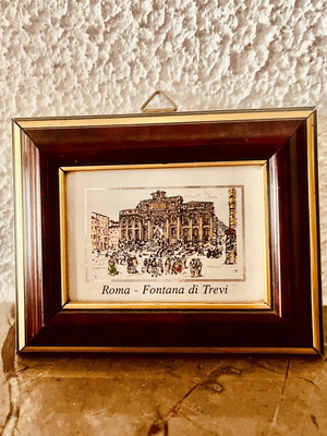 Vintage postcard frame Fontana di Trevi Rome like new