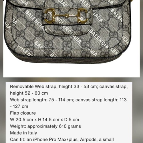 Gucci & Balenciaga Horsebit 1955 Unisex Shoulder Bag New Beige