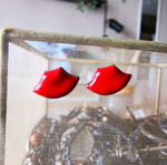 Earrings used red lips