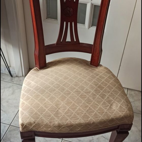Handmade solid wood dining set with 6 chairs, like new