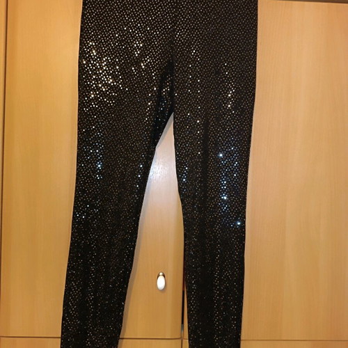 Women's leggings new black with silver shiny design size M-L
