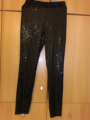 Women's leggings new black with silver shiny design size M-L