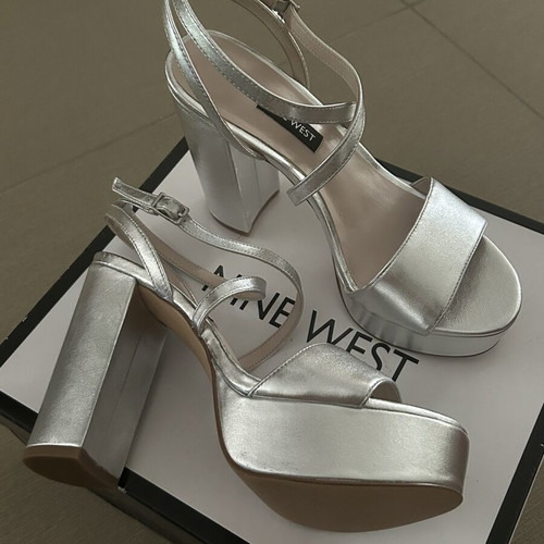 Nine West silver platform sandals