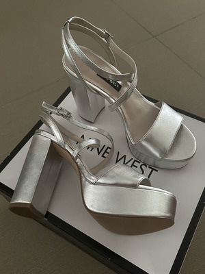 Nine West silver platform sandals