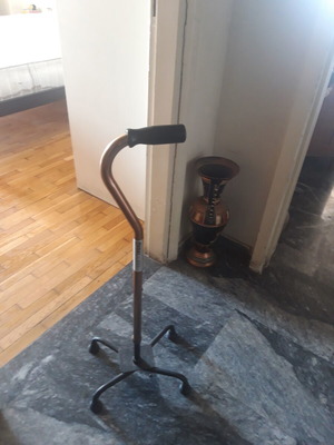 Modern low walking cane with square base