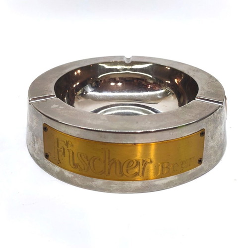 Fischer beer metal ashtray collectible used vintage