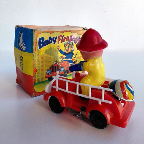 Wind-up fire extinguisher toy 60s Elvip new