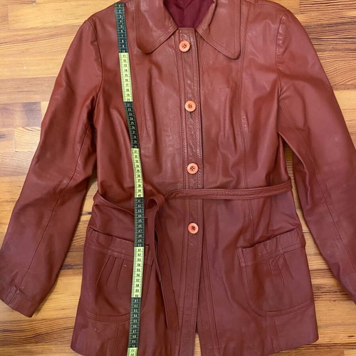Leather vintage jacket brown large used with lining