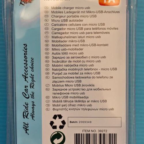 All Ride Car Chargers 1A Micro-USB Pack of 4 New