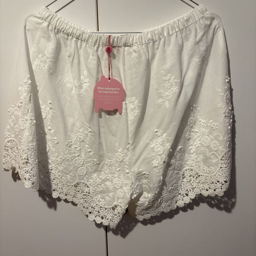 Karavan summer set with lace shorts and shirt new, size L/XL, white