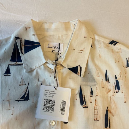 Hemithea Crop Shirt, One Size, white and blue, 100% cotton