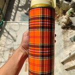 Retro Thermos Ching Kiang Brand Tartan Pattern Used