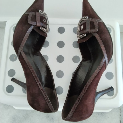 Haralas women's pumps Western Boho size 38.5 suede and leather like new, brown