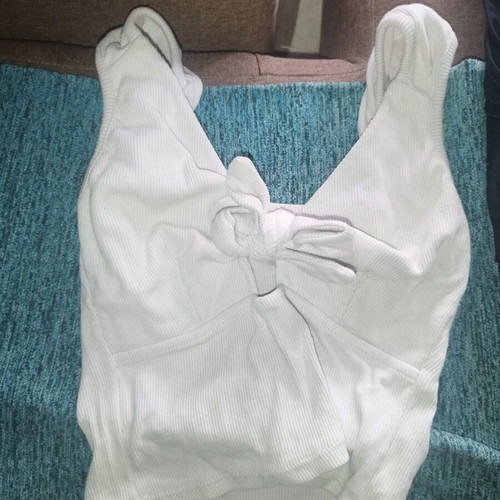 White crop top with bow XS and black bodysuit S used