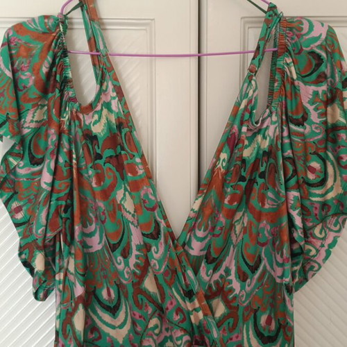 Wrap dress maxi with colorful print, size XXL