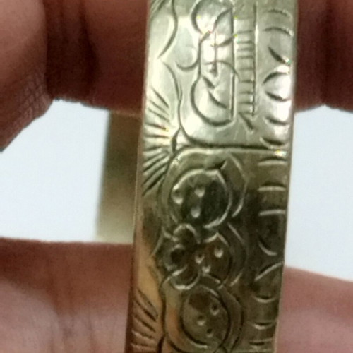 Antique handmade cuff bracelet used, gold color (~1900)