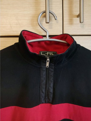 Ralph Lauren μπλουζάκι πόλο με φερμουάρ XL μεταχειρισμένο, μαύρο και κόκκινο