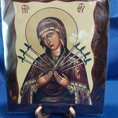 Panagia the Eptaspathi wooden icon new 30x26 cm