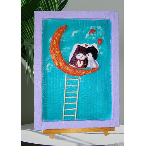 Handmade Valentine’s Day frame with loving couple