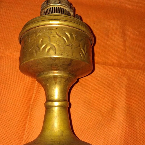Vintage brass oil lamp used, without glass, 22cm height