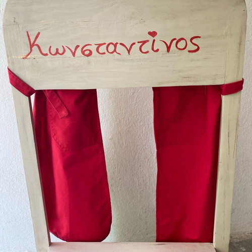 Handmade wooden puppet theater like new