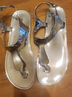 Michael Kors women's mirror sandals like new, silver