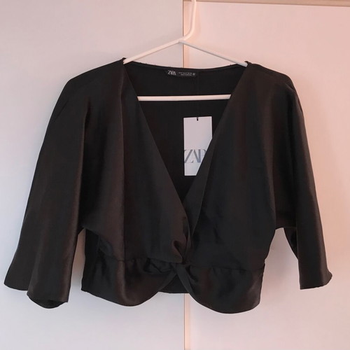 Satin black evening blouse Zara new, size M/38/10