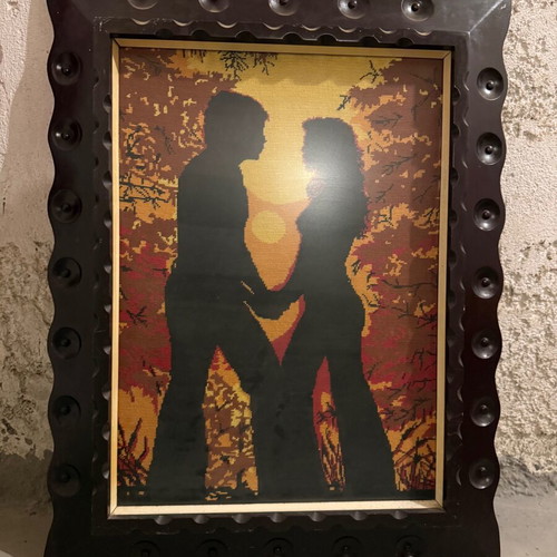 Framed embroidery artwork like new, 66x84 cm
