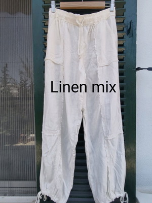 H&M linen mix pants spring oversized XS like new, white
