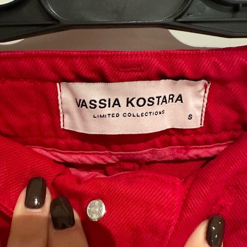 Vassia Kostara red jean like new, size XS