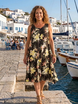 Plus Size Viscose Dress sleeveless, colorful, new by Rima Beachwear