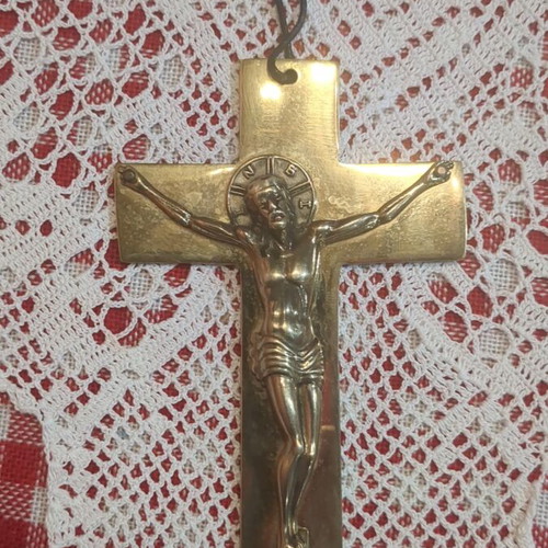 Heavy Wall-Mounted Bronze Cross like new with Christ's Body