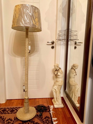 Floor lamp new with natural rope and fabric shade