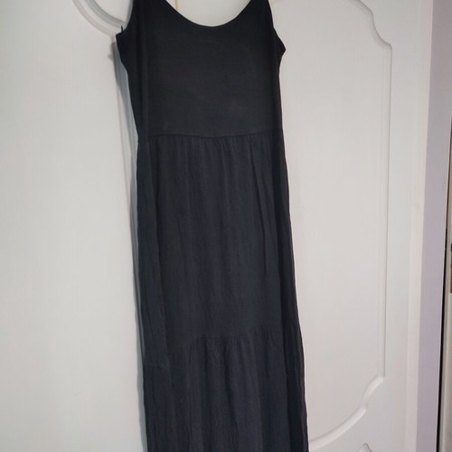Black midi dress used, cotton fabric with back tie