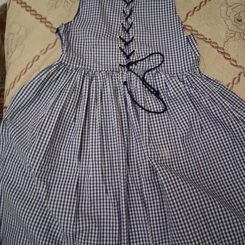 Dress for girl like new, blue and white, size 6-7 years